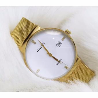 Đồng hồ nữ Halei HL160 dây vàng mặt trắng chống nước  