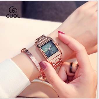 Đồng hồ nữ thương hiệu GUOU mặt vuông,dây thép đẳng cấp ST-8166  