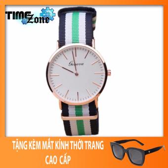 Đồng hồ Unisex dây vải cao cấp TimeZone Genava Nato Fashion Boy (Ngũ Sọc) + Tặng Kèm Mắt Kính Thời...