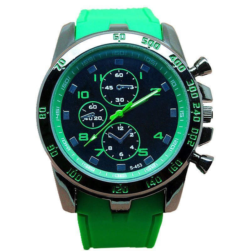 Easybuy Mens Watch Large Dial Sport Analog Quartz Wrist Watch Rubber Band Green - intl bán chạy