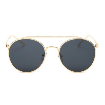 Female Chic Circle Frame Colorful Sunglasses(Gold)-one size - intl  
