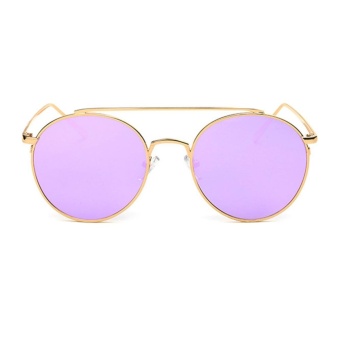 Female Chic Circle Frame Colorful Sunglasses(Purple)-one size - intl  