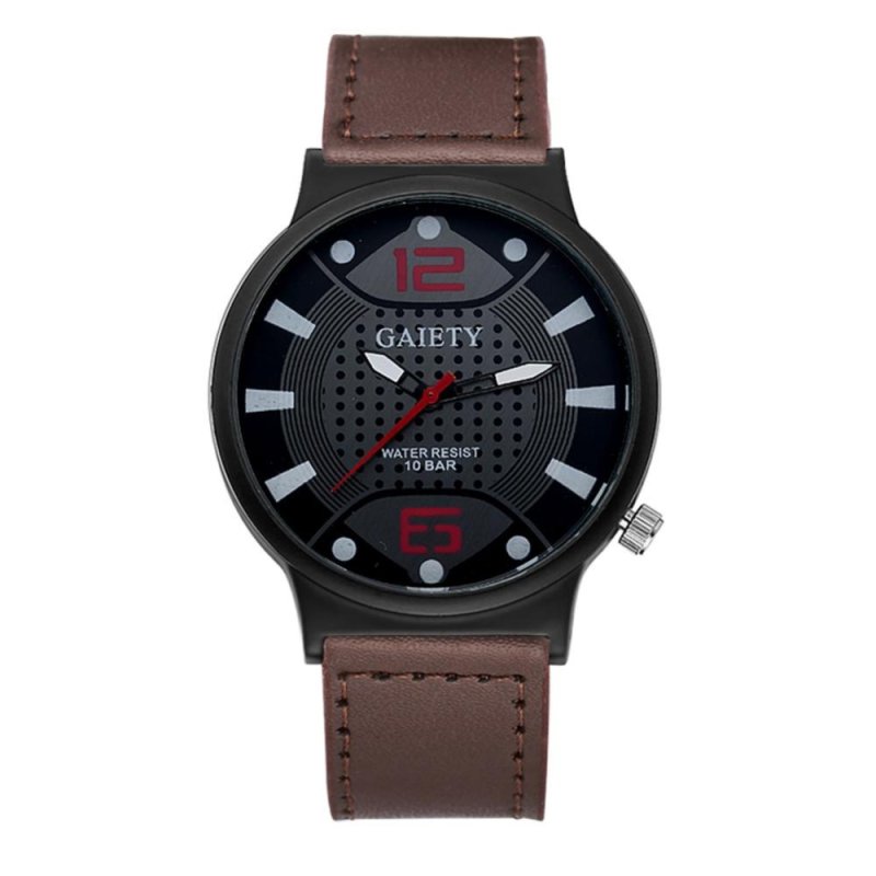 GAIETY Brand Men Military Sports Leather Business Watch (Black+Brown) - intl bán chạy