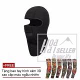 Khăn trùm đầu ninja hở mắt đi phượt HOAHAI (đen) + tặng kèm bao tay hình xăm 3D.