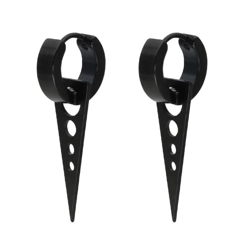 Khuyên tai nam titan BTS hình tam giác có lỗ tròn cực ngầu đeo 1 bên