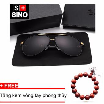 Kính mát nam cao cấp thời trang Sino SN007 (đen)+ Tặng kèm vòng tay phong thủy  