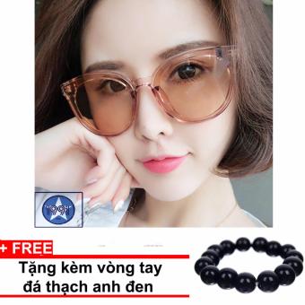 Kính mát Unisex Sino S2000 màu nâu + Tặng kèm vòng tay thạch anh đen  