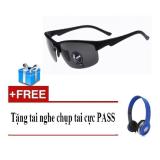 Kính phân cực nhìn xuyên đêm kiểu dáng thể thao K24 (Đen).+ Tặng tai nghe nghe chụp tai cực Pass