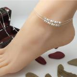 Lắc chân nữ bạc hai vòng hạt châu lấp lánh