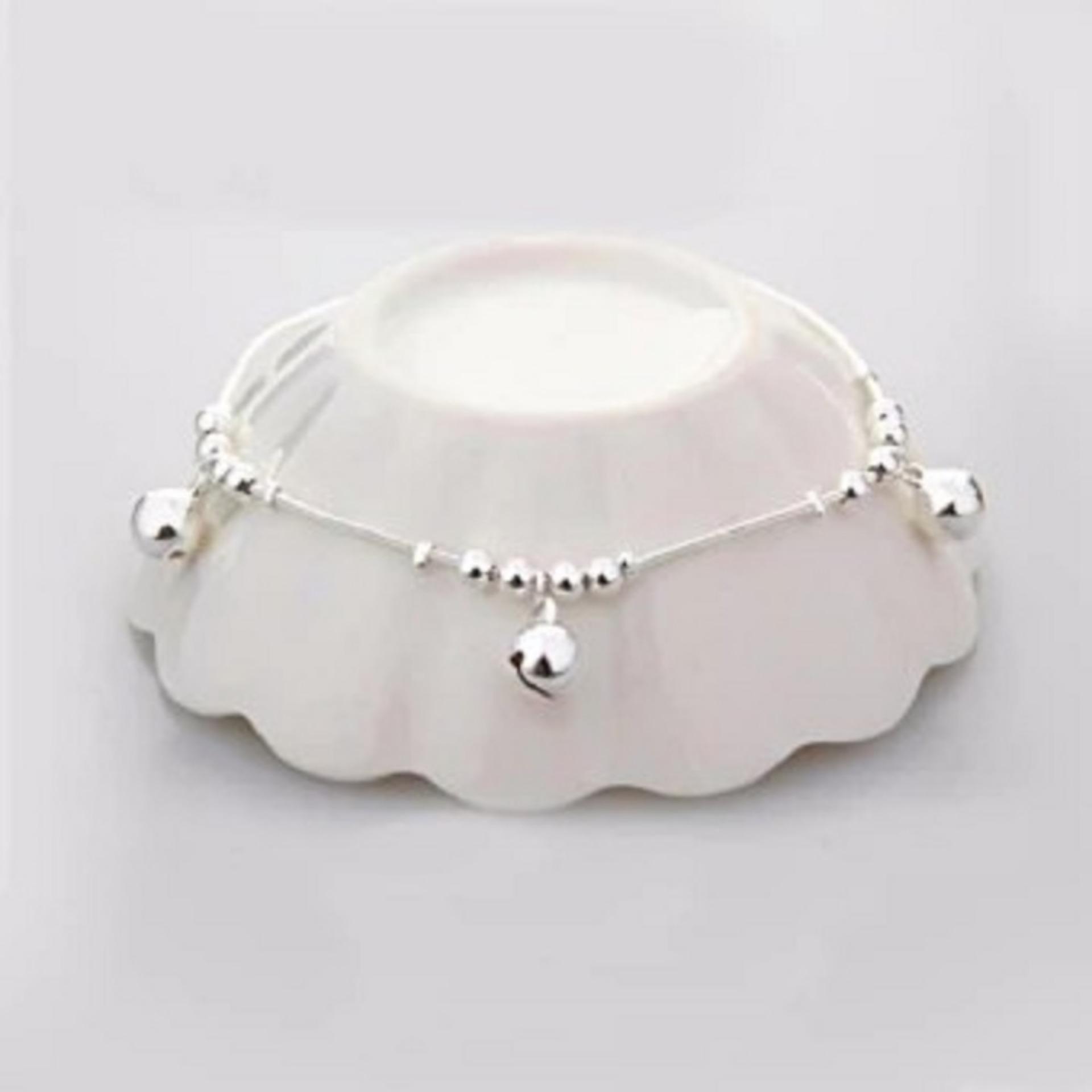 Lắc chân nữ mạ bạc lục lạc chuông hàn quốc xinh xắn ( Bạc )