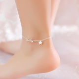 Lắc chân titan ngôi sao cách điệu chữ lucky CSJ (trắng)