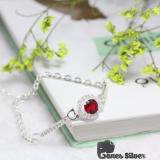 Lắc tay nữ, lắc tay nữ đẹp, lắc tay nữ, lắc tay nữ đẹp,lắc tay bạc nữ mặt tròn đính đá đỏ chất liệu bạc ta cao cấp - thương hiệu ganes silver