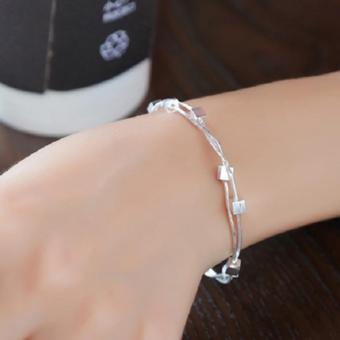Lắc Tay Nữ Hạt Vuông Hai Vòng Xinh Xắn Dễ Thương HHN-SL25(Bạc) April 2018 - 2 Lắc tay nữ hạt vuông hai vòng xinh xắn dễ thương HHN-SL25(Bạc) - 2