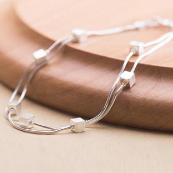 Lắc Tay Nữ Hạt Vuông Hai Vòng Xinh Xắn Dễ Thương HHN-SL25(Bạc) April 2018 - 4 Lắc tay nữ hạt vuông hai vòng xinh xắn dễ thương HHN-SL25(Bạc) - 4