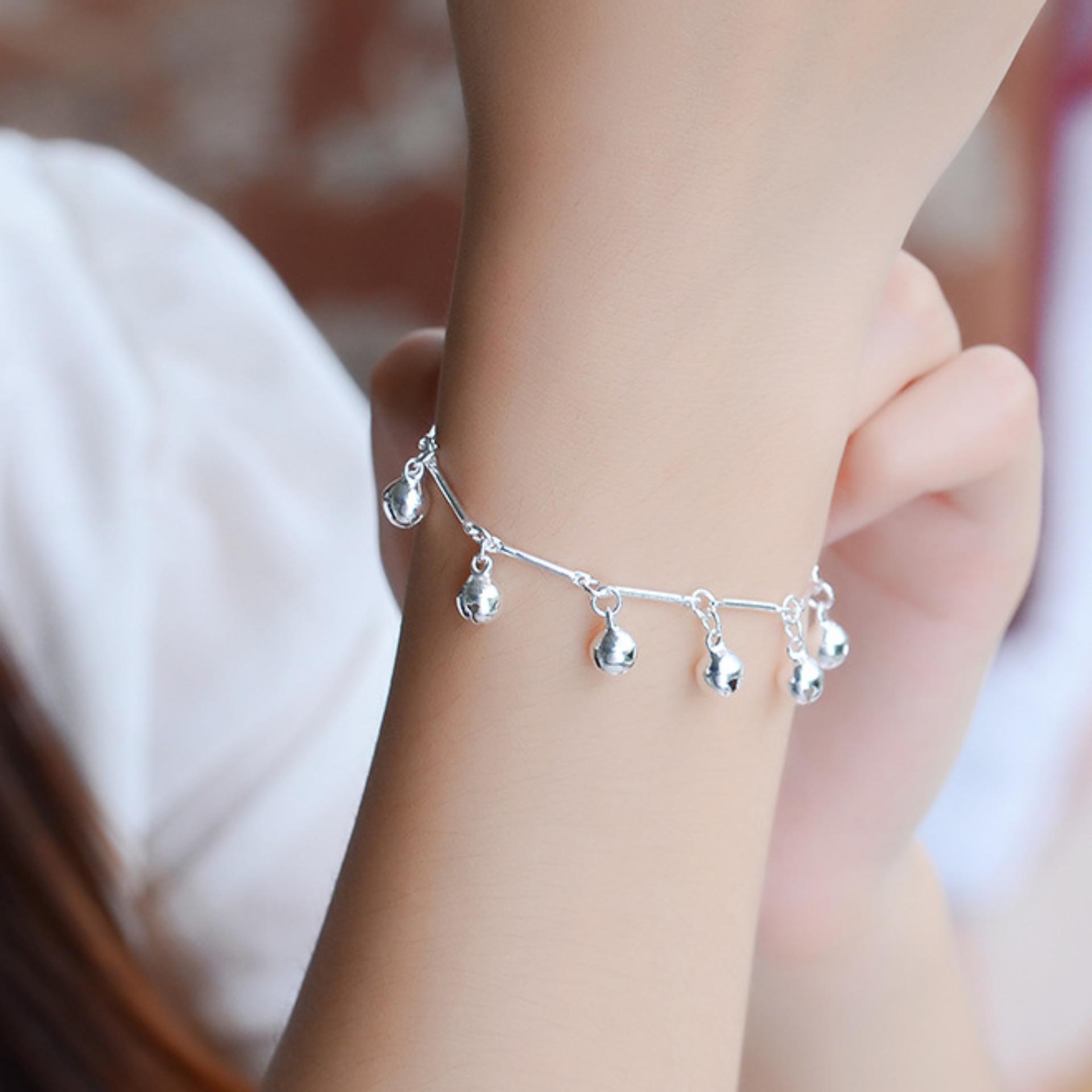 Lắc tay nữ thờ trangchuông lục lạc xinh xắn HHN-S517-2(Bạc)