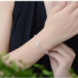 Lắc tay nữ thời trang châu trái tim lấp lánh HHN-SL0214(Bạc)