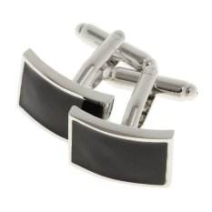 So Sánh Giá MagiDeal Black Oil Drip Curved Rectangle French Cufflinks Silver – intl MagiDeal