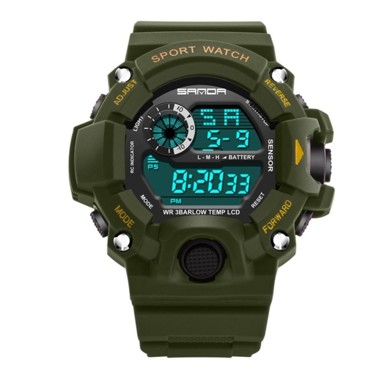 Man Sports Fashionable Multi Function Waterproof Electronic Wrist Watch(Green)-one size - intl bán chạy