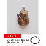 Mặt dây chuyền hồ ly đá mắt hổ tự nhiên bọc bạc 925 tg01