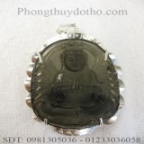 Mặt dây chuyền - Phật bản mệnh quan âm nghìn tay đá thạch anh khói 7,9x 5,1 cm bọc bạc số 03