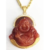 Mặt dây chuyền phật di lạc đá ruby mạ vàng 14k