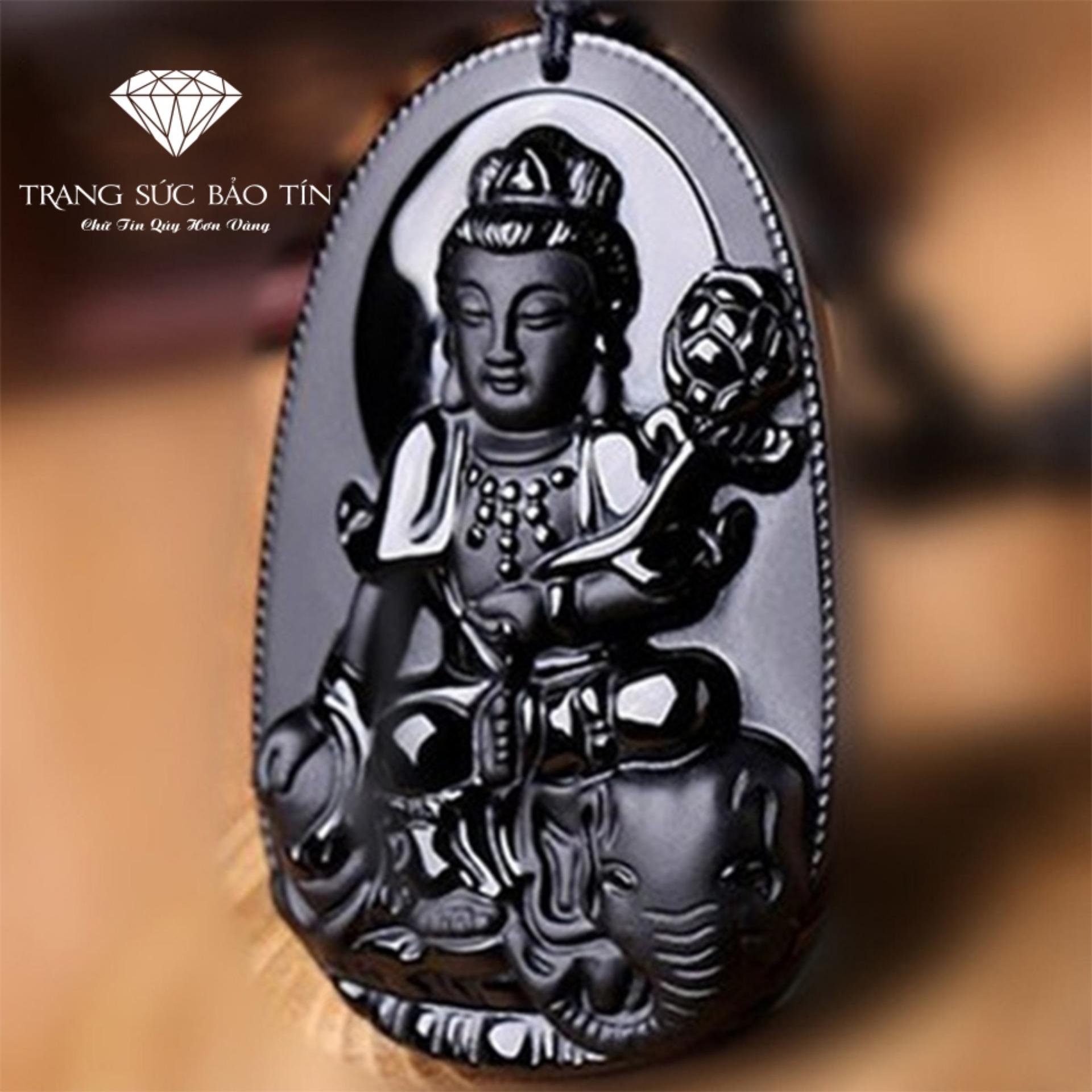 Mặt dây chuyền phong thủy, mặt dây chuyền phật phổ hiền bồ tát obsidian phong thủy - bảo tín