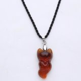 Mặt hồ ly chín đuôi thạch anh lưu ly đỏ nâu, tăng sức quyến rũ, hút vận đào hoa 3 x 1,5 x 0,7 cm (Tặng kèm dây đeo)