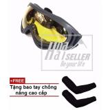 Mắt kính đi phượt chống bụi, chống tia UV, đi đêm HOAHAI(vàng) + Tặng bao tay chống nắng cao cấp