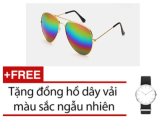 Mắt kính unisex tráng gương 7815jk + Tặng đồng hồ dây vải ngẫu nhiên