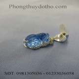 Mặt tỳ hưu đá hổ phách xanh da trời dài 2,2 x 1,6 cm