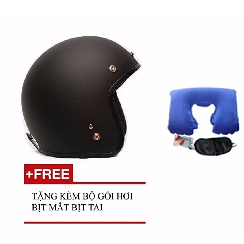 Mũ bảo hiểm 3/4 đầu + tặng Bộ gối bịt mắt bịt tai