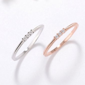 Newest Silver plating Three zirconium drill Rings Above Knuckle Ring Charm jewelry Band Midi Ring size:7-18 (Size/Style:10 ﾣﾬColorﾣﾺRose gold) -...