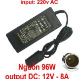 Nguồn 12v 8A adapter biến áp chuyển đổi từ 220v - đầu ra chân cắm tẩu ô tô