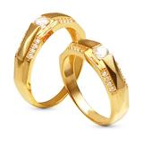 Nhẫn cặp đá kim cương nhân tạo mạ vàng 14k