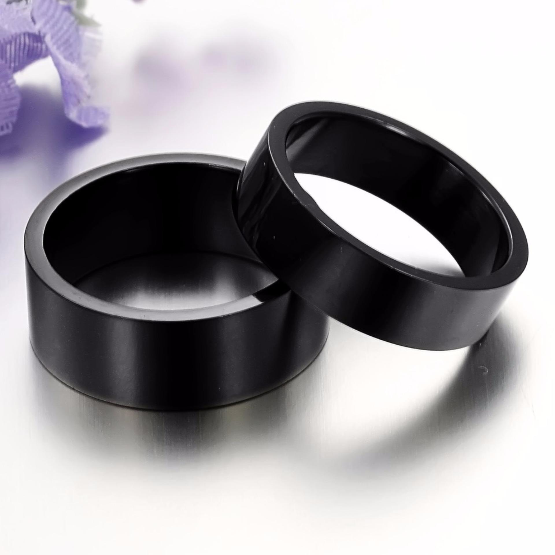 Nhẫn cặp inox trơn màu đen NC119