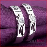 Nhẫn đôi Nhẫn cặp ma bạc s925 tình yêu LOVE đá Zircon Kim cương giả Lấp lánh Cổ điển Free size Chúc Hạnh phúc may mắn 2019 Quà tặng Người yêu Hộp trang sức Rất đẹp SPR-Q005