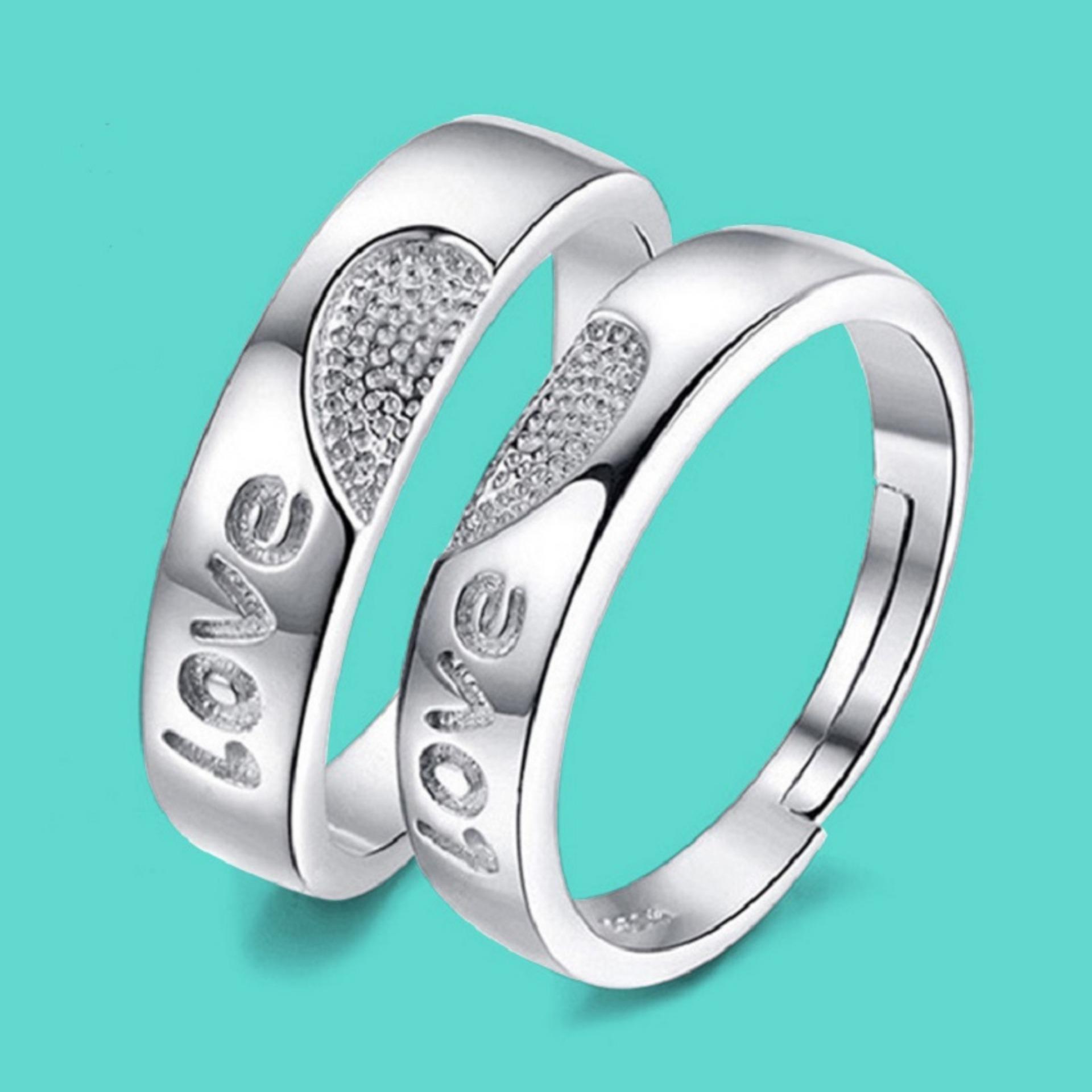 Nhẫn đôi tình yêu Freesize trái tim Love HHN-JZ99(Nhẫn Cặp)