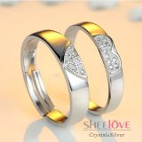 Nhẫn đôi xi bạc 925 trái tim tình yêu đá Zircon free size Quà tặng người yêu sang trọng Thời trang Giá tốt SPR-JZ012