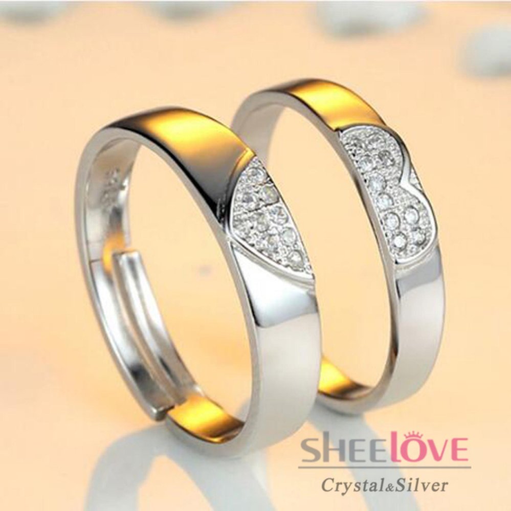 [HCM]Nhẫn đôi trái tim tình yêu Giá sỉ đá Zircon sang trọng Nhật Bản Free size Mẫu mới nhất Chất lượng cao cấp SPR-JZ012