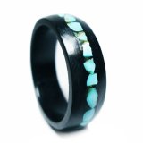 Nhẫn gỗ Mun cẩn đá turquoise xanh ngọc