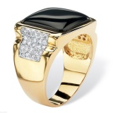 Nhẫn nam đá thạch anh mạ vàng 14k