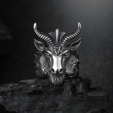 Nhẫn Nam Inox Họa Tiết Satan Lốt Dê Cá Tính Độc Đáo