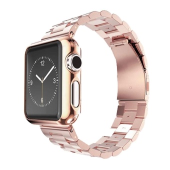 niceEshop Apple Watch Band, Solid Stainless Steel Replacement Strap Polished Metal Watchband With Folding Clasp For Apple Watch 42mm Rose...