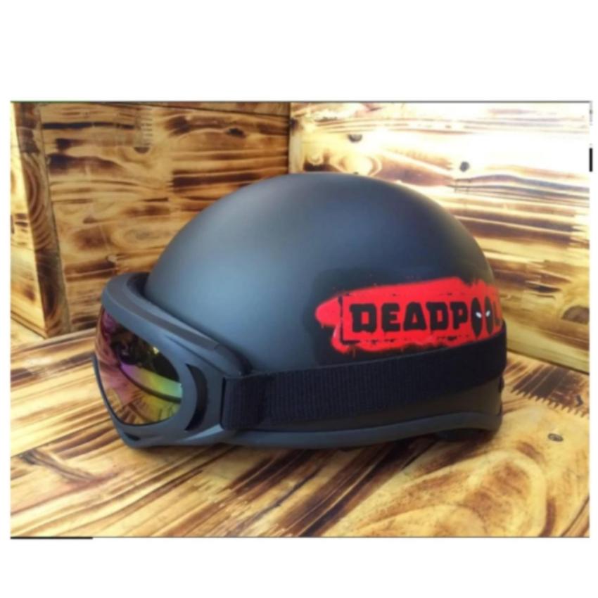 Nón pgk 1/2 đầu deadpool + tặng kính phượt