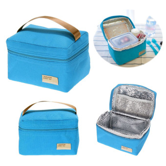 Portable Insulated Thermal Cooler Bento Lunch Box Tote Picnic (Blue)(Intl)  