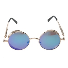 Giá Niêm Yết Punk Vintage Metal Round Punk Sunglasses (Gold Frame Green Lens) – intl   crystalawaking