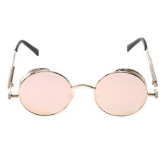 So Sánh Giá Punk Vintage Metal Round Punk Sunglasses (Gold Frame Pink Quicksilver) – intl   crystalawaking
