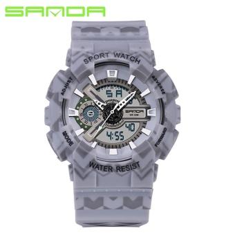 SANDA Brand Chronograph Sports Watch Jam Tangan es Men Waterproof Silicone Clock Camping Students Fashion Casual Wrist Watch Jam Tangan...