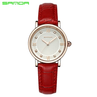 SANDA Brand Fashion Leather Bracelet Watch Jam Tangan es Women Diamond Elegant Dress Wrist Watch Jam Tangan Geneva Casual Gold...