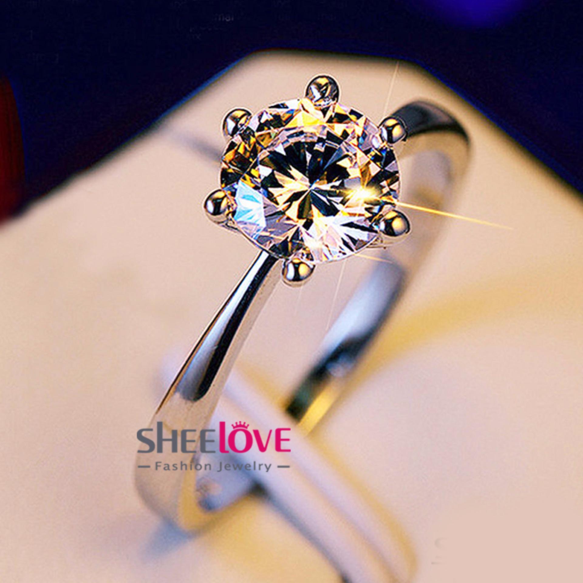 [HCM]Giá sỉ Nhẫn nữ mạ bạc 925 Siêu rẻ Mẫu mới nhất đính kim cương zircon 6 châu lấp lánh thời trang Hàn Quốc Nhật Bản Cao cấp SPR-JZ049